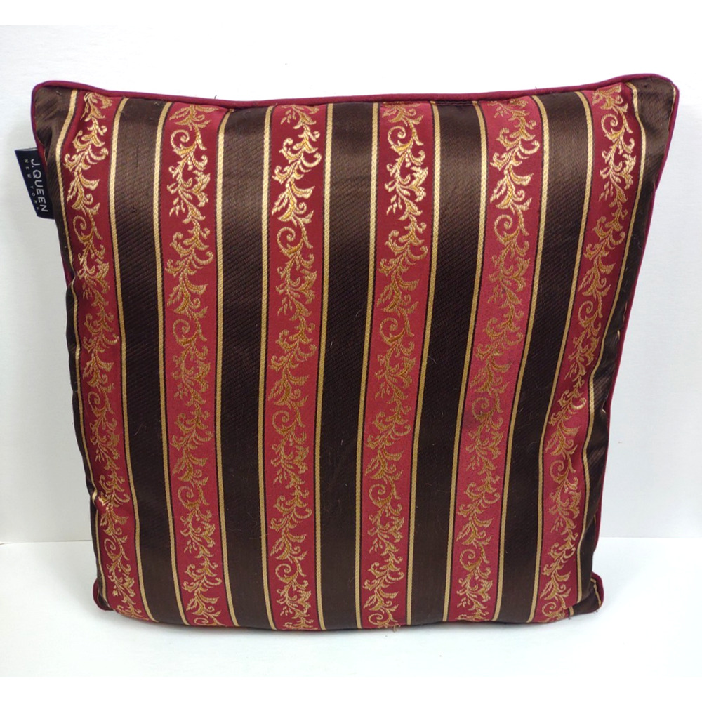 J. Queen New York Maribella Crimson Square Stripes Decorative Throw Pillow 16"